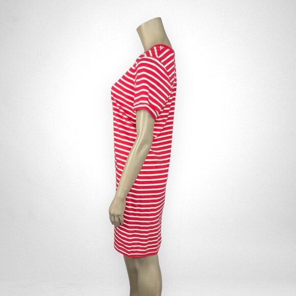 SONOMA Medium Striped Red Tee Shirt Jersey Dress Summer Vacation - Picture 2 of 7